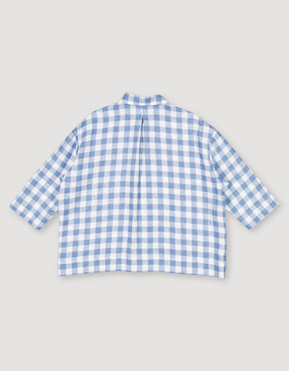 LOOSE LINEN BLOUSE CHECK